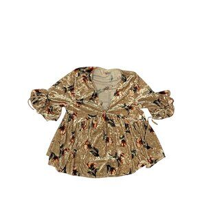 Womens I JOAH Velvet Floral Blouse Size M